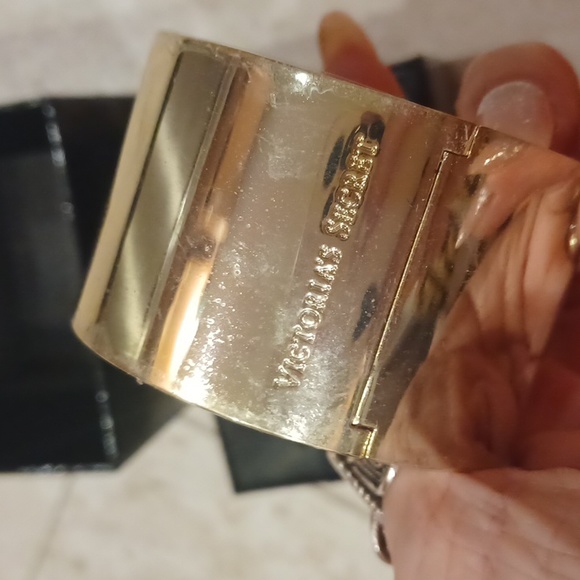 Victoria's Secret Vintage SCANDALOUS Rhinestone Pyramid Hinged Cuff Bracelet - Picture 4 of 8